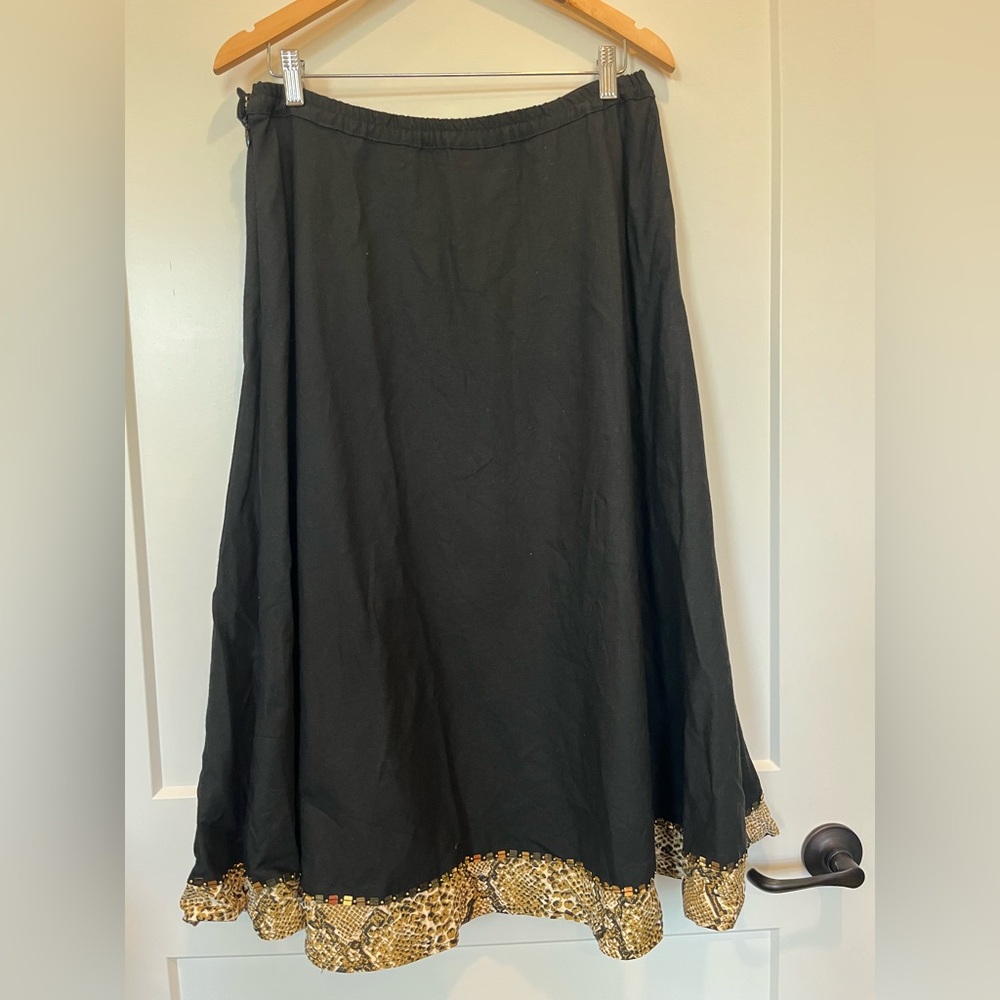 Faith Resortwear cotton/linen blend floral embroidered whimsy beachy midi skirt - Picture 5 of 7